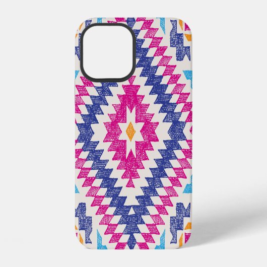 鮮やかな手描きトライバルデザイン要素 iPhoneケース (裏面)