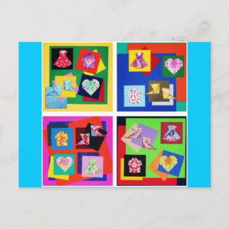 鮮やかな折り紙の絵はがき ポストカード