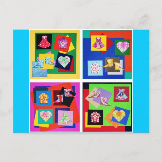 鮮やかな折り紙の絵はがき ポストカード (正面)