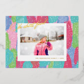 鮮やかな抽象アート　なんて楽しい！写真 箔シーズンカード (正面)