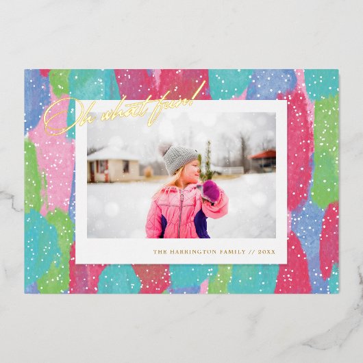 鮮やかな抽象アート　何て楽しい！写真 箔シーズンカード (正面)