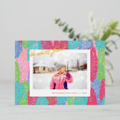 鮮やかな抽象アート 何て楽しい!写真 箔シーズンカード (立ち正面)