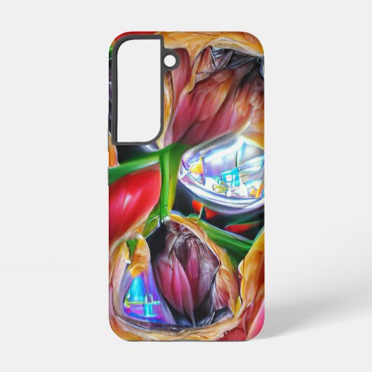 鮮やかな抽象チューリップの反射 SAMSUNG GALAXYケース (裏面)