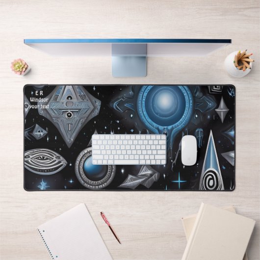 鮮やかな抽象デザインに古代のシンボル デスクマット (オフィス1)