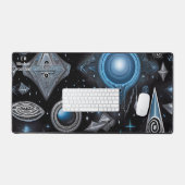 鮮やかな抽象デザインに古代のシンボル デスクマット (キーボード&マウス)