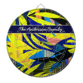 鮮やかな抽象トロピカルパームリーフカスタム ダーツボード (正面)