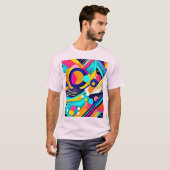 鮮やかな抽象ポップアート Tシャツ (正面フル)
