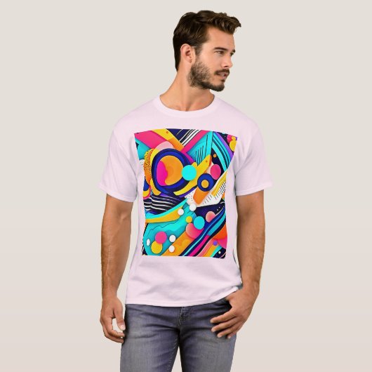 鮮やかな抽象ポップアート Tシャツ (正面フル)