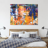 鮮やかな抽象化 – アーティス絵を描トのPa上の油のカオス キャンバスプリント (インサイチュ (寝室))