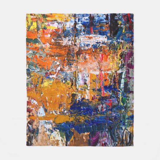 鮮やかな抽象化 – アーティス絵を描トのPa上の油のカオス フリースブランケット (正面)