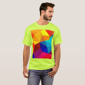 鮮やかな抽象幾何学フロー デザイン Tシャツ (正面フル)
