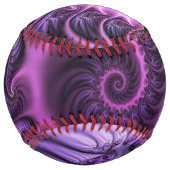 鮮やかな抽象的なクールピンクパープルフラクタルアートスパイラル ソフトボール (裏面)