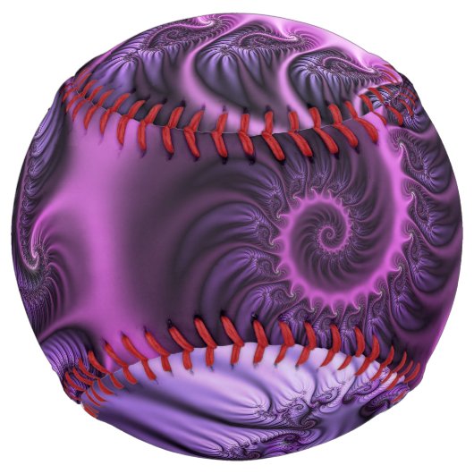 鮮やかな抽象的なクールピンクパープルフラクタルアートスパイラル ソフトボール (正面)