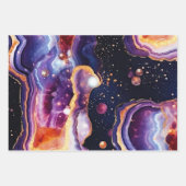 鮮やかな抽象的なジオードアートの宇宙的な渦 ラッピングペーパーシート (正面3)
