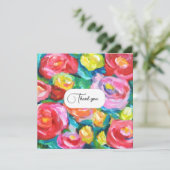 鮮やかな抽象的なバラの花のアート作品 サンキューカード (スタンド正面)