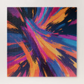 鮮やかな抽象的な筆致の色彩爆発 ジグソーパズル (横)