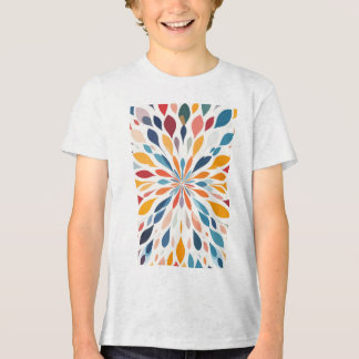 鮮やかな抽象的な花の爆発パターン トライブレンドTシャツ