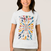 鮮やかな抽象的な花の爆発パターン トライブレンドＴシャツ (正面)