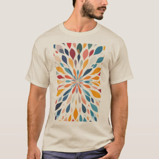 鮮やかな抽象的な花の爆発パターン Tシャツ