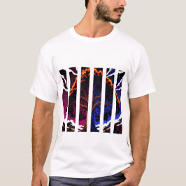 鮮やかな抽象的ツリースプリットパネル グラフィック Tシャツ
