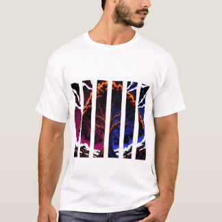 鮮やかな抽象的ツリースプリットパネル グラフィック Tシャツ