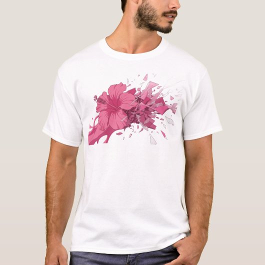 鮮やかな抽象的フラワーアートコラージュ Tシャツ (正面)
