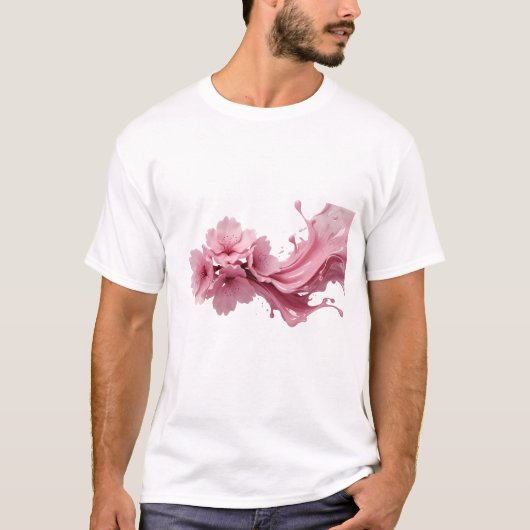 鮮やかな抽象的フラワーアート コンポジション Tシャツ (正面)