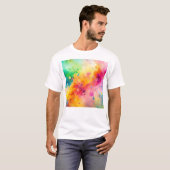 鮮やかな抽象的水彩スパッタ柄 Tシャツ (正面フル)
