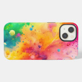 鮮やかな抽象的水彩スプラッターパターン iPhoneケース (裏面横)
