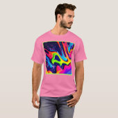 鮮やかな抽象的流体スプラッシュ Tシャツ (正面フル)