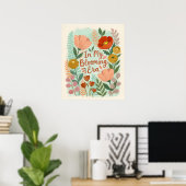 鮮やかな抽象花の植物画、春の花々 ポスター (ホームオフィス)