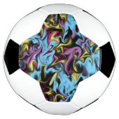 鮮やかな抽象芸術の渦巻きピンク緑イエローブラック サッカーボール (回転)