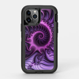 鮮やかな抽象芸術カッコいいピンクパープルフラクタルアートスパイラル オッターボックスディフェンダーiPhone 11 PROケース