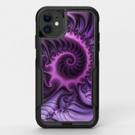 鮮やかな抽象芸術カッコいいピンクパープルフラクタルアートスパイラル オッターボックスコミューターiPhone 11ケース