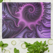 鮮やかな抽象芸術カッコいいピンクパープルフラクタルアートスパイラル キッチンタオル (折り畳み)