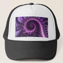鮮やかな抽象芸術カッコいいピンクパープルフラクタルアートスパイラル キャップ