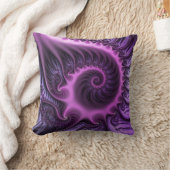 鮮やかな抽象芸術カッコいいピンクパープルフラクタルアートスパイラル クッション (ブランケット)