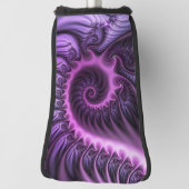 鮮やかな抽象芸術カッコいいピンクパープルフラクタルアートスパイラル ゴルフヘッドカバー (回転90)