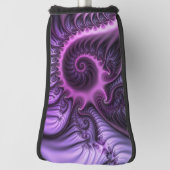 鮮やかな抽象芸術カッコいいピンクパープルフラクタルアートスパイラル ゴルフヘッドカバー (回転90)