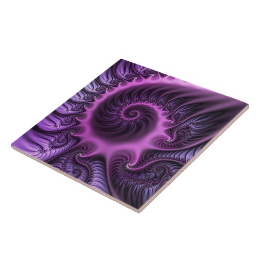 鮮やかな抽象芸術カッコいいピンクパープルフラクタルアートスパイラル タイル (側面)