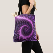 鮮やかな抽象芸術カッコいいピンクパープルフラクタルアートスパイラル トートバッグ (クローズアップ)