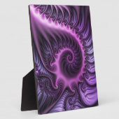 鮮やかな抽象芸術カッコいいピンクパープルフラクタルアートスパイラル フォトプラーク (側面)