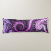 鮮やかな抽象芸術カッコいいピンクパープルフラクタルアートスパイラル ボディピロー (裏面)