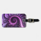 鮮やかな抽象芸術カッコいいピンクパープルフラクタルアートスパイラル ラゲッジタグ (正面横)