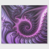 鮮やかな抽象芸術カッコいいピンクパープルフラクタルアートスパイラル ラッピングペーパー (フラット)