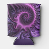 鮮やかな抽象芸術カッコいいピンクパープルフラクタルアートスパイラル 缶クーラー (正面)
