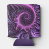 鮮やかな抽象芸術カッコいいピンクパープルフラクタルアートスパイラル 缶クーラー (裏面)