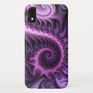 鮮やかな抽象芸術カッコいいピンクパープルフラクタルアートスパイラル iPhone XRケース