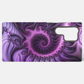 鮮やかな抽象芸術カッコいいピンクパープルフラクタルアートスパイラル SAMSUNG GALAXYケース (裏面横)