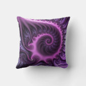 鮮やかな抽象芸術カッコいいピンクパープルフラクタルアート名 クッション (裏面)